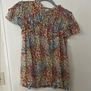 Rebecca Taylor Floral Ruffle Blouse